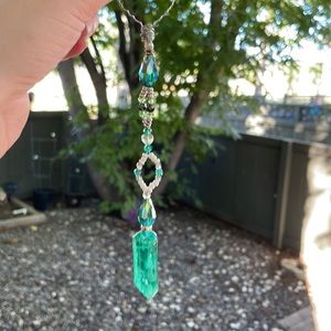 Handmade Artisan Beaded Suncatcher w New & Upcycled Beads & Crystals